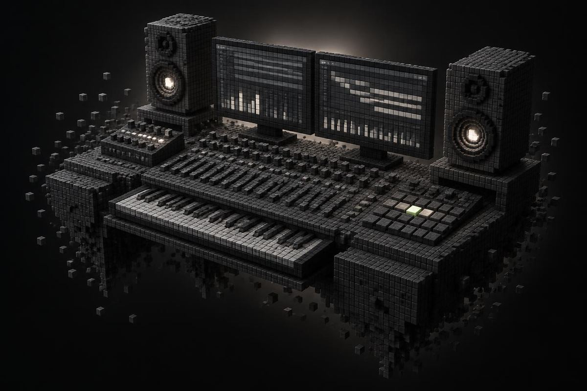 Voxel model of a studio mixing console