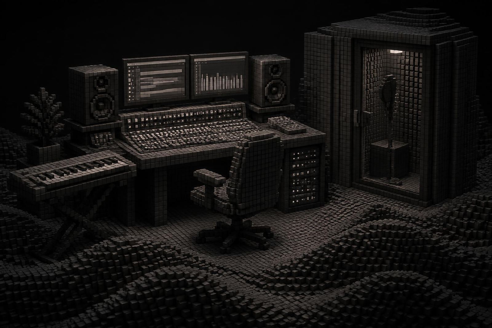 Voxel model of a music recording studio